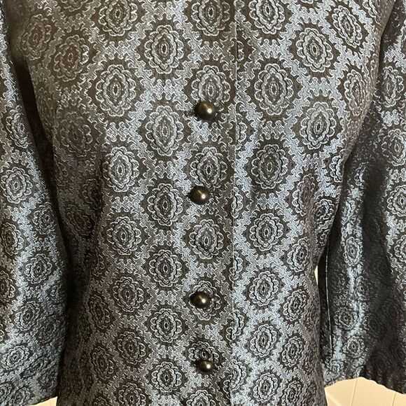 Vintage Women’s Small Japanese Kimono Style Button Down Blouse Top Puff Sleeve - Picture 3 of 12